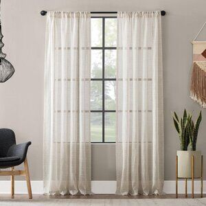 NEW Clean Window Allergy/Pet Friendly Sheer Curtain Panel Linen Brown 52x63